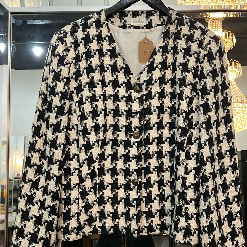 Nieman Marcus vintage silk houndstooth blazer Sz 16